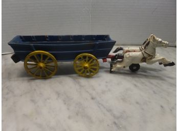 CAST IRON HORSE AND WAGON
