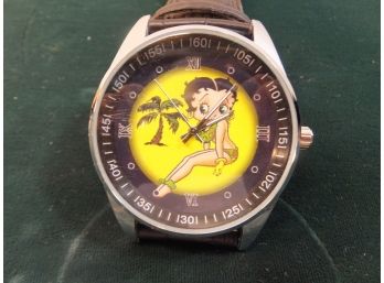 MEN'S BETTY BOP WATCH WITH  LEATHER BAND