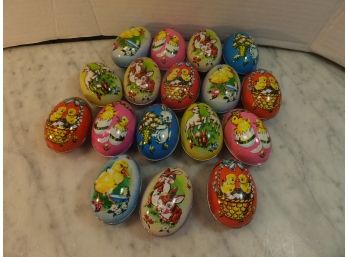 17 VINTAGE TIN EASTER EGGS CONTAINERS