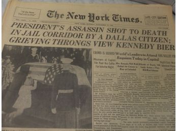 2 NEW YORK TIMES NEWSPAPERS  AND JFK MEMORIAL LOOK MAGAZINE
