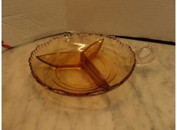 Amber Nut Dish With Handle