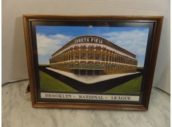 FRAMED EBBETS FIELD POSTER  12 BY 9
