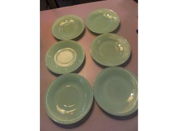 6 Jadite Saucers From Anchor Hocking