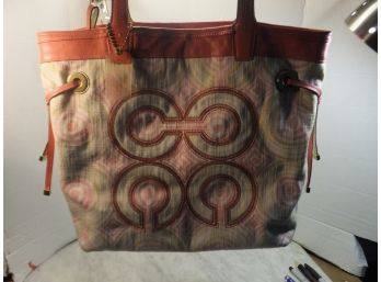 COACH CLOTH AND LEATHER TOTE BAG