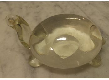 CLEAR GLASS TURTLE PAPER WEIGHT