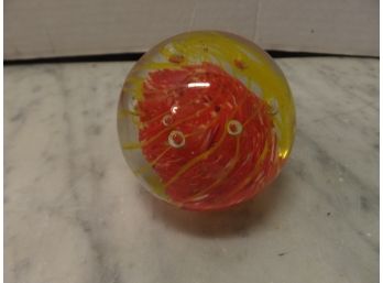 GLASS PAPER WEIGHT WITH SWIRL DESIGN