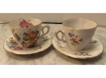 2 DEMITASSE CUPS & SAUCERS FROM AUSTRIA