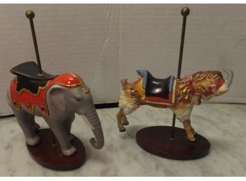 2 PORCELAIN ANIMALS ON STAND