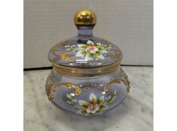 Hand Painted Covered Glass Jar