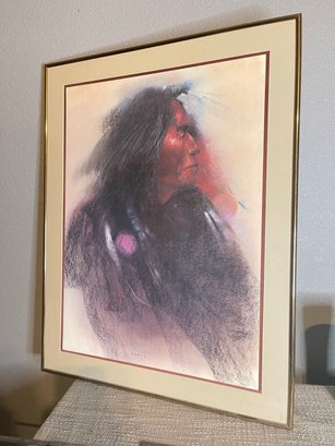 29x22 Clifford Beck Native American Fine Art Print 1981 Framed Matted