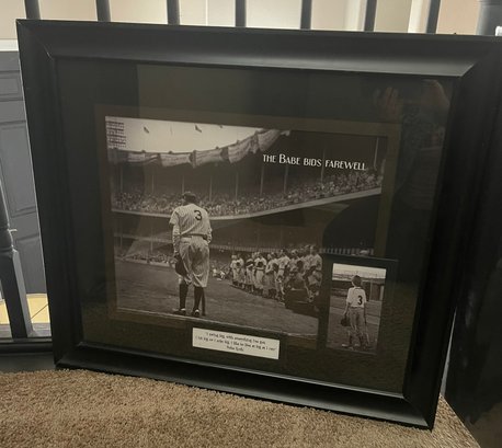 30x26' Babe Ruth Bids Farewell Matted Framed Large Wall Art MLB Baseball Decor Black And White