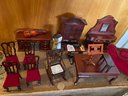 1:12th Scale Doll House Miniature Furniture Lot Of Red Velvet And Mahogany