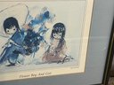 12x14 De Grazia Print 'Flower Boy And Girl' 326-685 Native American Framed And Matted