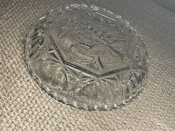 Federal Glass Clear 5 3/8' Nappy Pioneer Pears Grapes Apple Fruit Candy Dish Table Valet Trinket Tray Ash Tray