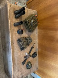 Vintage GI Joe Accessory Lot, Rifle Helet, Backpack, Gas Mask, Night Vision, Boots, Rocket Launcher Turret 1:6