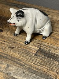 Vintage Cast Iron Piggy Bank Black And White Piggy