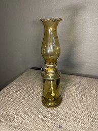 Vintage Mini Oil Lamp Small Boho Glass Amber Yellow