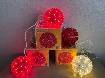 Lot Of 4 Vintage Starlight Spheres Red And White Led Light Emitting Diodes 5' Ball