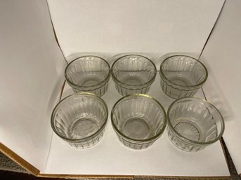 Vintage Hazel Atlas Clear Glass Ramekins Ribbed Antique RARE Bee Angel Crown Jelly Clear Glass Jars Set Of 6
