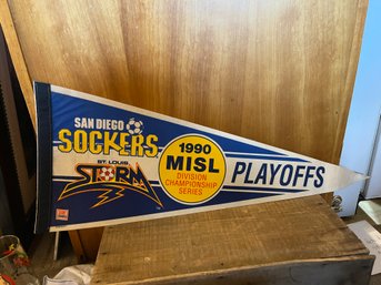 San Diego Sockers St Lois Storm MISL Division Championship Series Playoffs 1990 Pennant Vintage