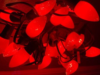 Vintage String Of 25 C9 Opaque Bulbs Red Tested Working #1