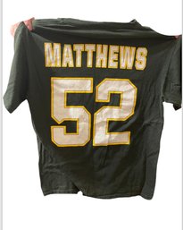 Large Green Bay Packers Matthews Jersey T Shirt #52 Throwback NFL Size Large