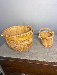 Set Of 2 Vintage Nantucket Nesting Baskets 6x8 And 4x5