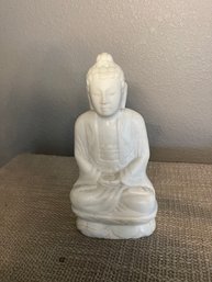 Antique White Marble Praying Buddha Statue Hand Carved