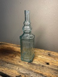 Vintage Message In A Bottle Without Cork Made In Spain Blue Green Tint Decorative Bottle