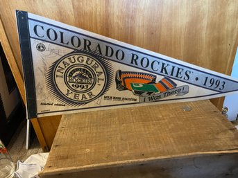 Colorado Rockies 1993 Inaugural Year Pennant 'i Was There' Pennant Autographed At Least 6 Players