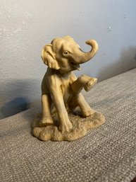Lucky Elephant Sculpture Trunk Up Resin