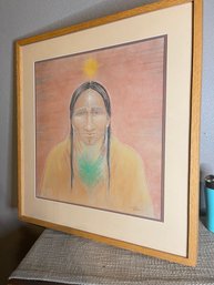 27x27 Native American Art Signed By Artist 'Connie' 8/92 Limited Edition Framed And Matted