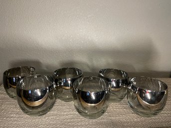 Dorothy Thorpe Set Of 6 MCM Fade Roly Poly Tumblers Mad Men Punch Cups Sterling Silver Rim Barware Cocktail