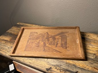 Vintage Handmade Souvenir Tray Made From The Giant Sequoia Trees Redwood Forest