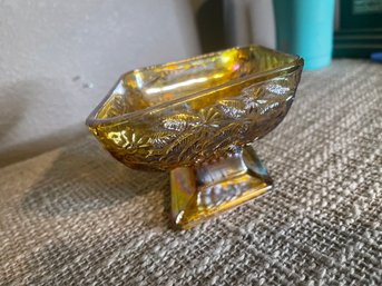 Carnival Glass Marigold Diamond Shaped Pedestal Candy Dish