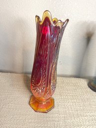 Vintage Carnival Glass Indiana Glass Amberina Red Heirloom Sunset Vase