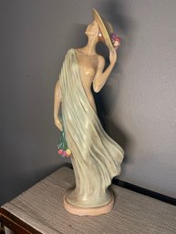 Vintage Art Deco Style VITREX Sculpture 24' X 10' Pastels And Beautiful Intentional Distressing