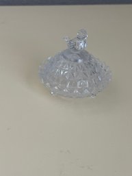 Vintage Hofbauer Byrdes Bird Crystal 3 Toed Footed Mini Trinket Covered Dish Patty Box Jewelry Catch Valentine
