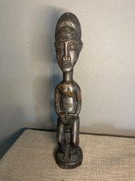 African Statue Baule Tribe Female Carved Wood Statue
