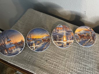 Set Of 4 Terry Redlin Sharing The Evening Series Collector Mini Plates Winter Scenes