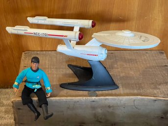 Vintage 1974 Mego Dr. Spock Action Figure  Star Trek & USS Enterprise (NCC-1701) Model Possibly TV Show Prop
