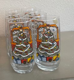1984 Pepsi Collector Glasses Tumblers O Christmas Tree Set Of 8