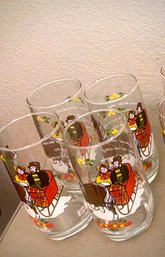 1984 Collector Glasses Tumblers Pepsi Jingle Bells Sleigh Extremely RARE Set Of 4