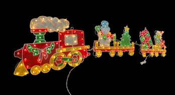 Vintage 24'x80' Holographic Santa's Toy Train Blinking Light Motion Christmas Snowman Outdoor Christmas