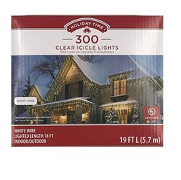 Holiday Time 300 Clear Icicle Lights White Cord 11 Foot Outdoor Clear New In Box Tested Working #3