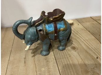 Vintage Cast Iron Mechanical Coin Bank Elephant, Circus, Works