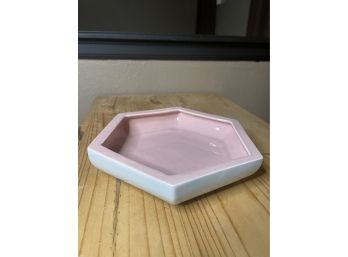 La Mirada Pottery Small Octagon, Pink And White Table Storage Tray, Valet Tray, Jewelry Catch 71B Stunning