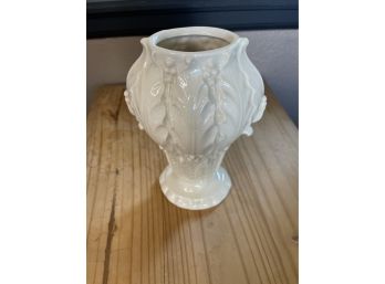 Lennox White Vase Leaves And Berries, Small Base Large Toward The Top, Art Deco Style