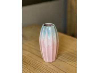 Vintage Bud Vase Pink With Blue Drip Glaze Made In Japan MCM
