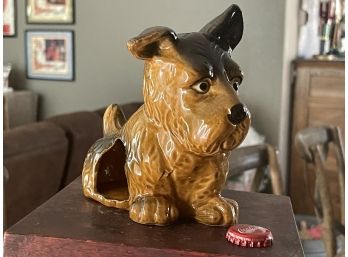 Vintage Shoten Pottery Terrier Dog - Puppy - Tea Light Holder - Candle Holder - Japanese Pottery